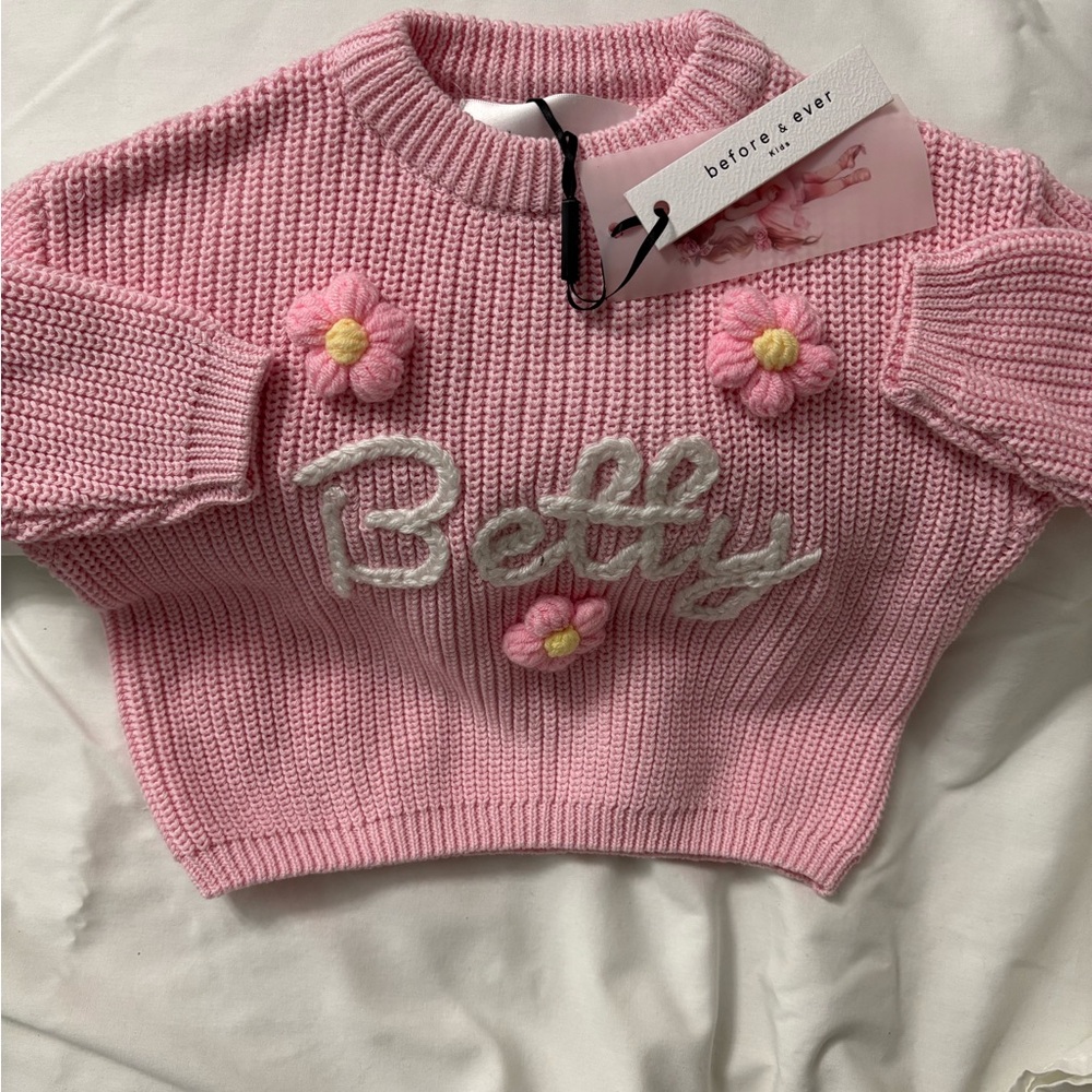 Pink Kids Sweater with Floral Accents